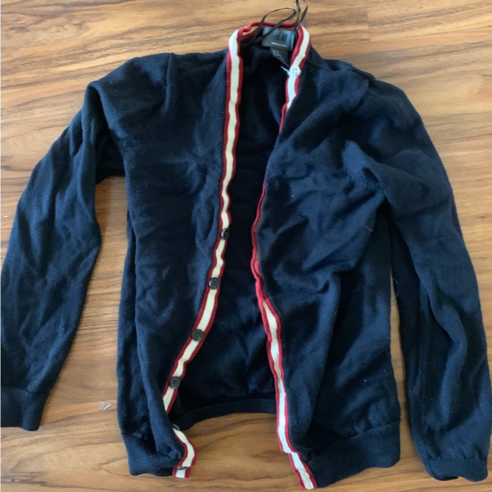 H&M merino wool long sleeve navy blue cardigan